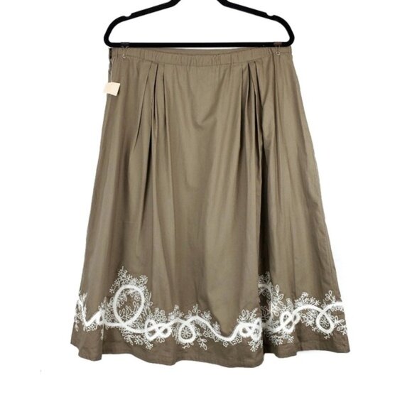 Coldwater Creek Womens Taupe Tan Embroidered Skirt Size L - Picture 2 of 4